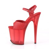 rød 20 cm FLAMINGO-809T akryl platå høye hæler dame