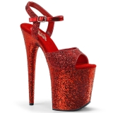 rød 20 cm FLAMINGO-810LG glitter platå høye hæler dame