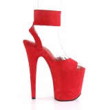 rød 20 cm FLAMINGO-891 semsket platå høye hæler dame
