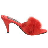 rød 8 cm AMOUR-03 marabou fjær høye sko mules