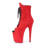 r�d faux suede 20 cm FLAMINGO-1021FS pole dance ankelst�vletter