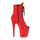 r�d faux suede 20 cm FLAMINGO-1021FS pole dance ankelst�vletter