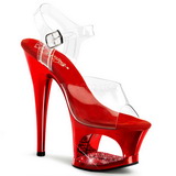 rød gjennomsiktig 18 cm MOON-708DMCH platå høye hæler sko