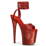 rød glinser 20 cm Pleaser FLAMINGO-891LG høye hæler platå