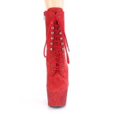 rød glitter 18 cm ADORE-1020FSMG høyhælte ankelstøvletter - pole dance støvletter