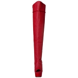 rød kunstlær 15 cm DELIGHT-3019 Lårhøye støvletter platå