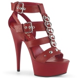 rød kunstlær 15 cm DELIGHT-658 pleaser sko med høye hæler