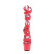 rød kunstlær 18 cm ADORE-700-48 høye hæler med ankel blonder