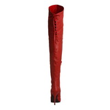 rød lær 13 cm LEGEND-8899 lårhøye støvletter