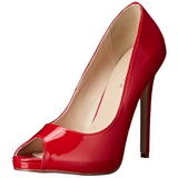 r�d lakk 13 cm SEXY-42 klassiske pumps sko til dame