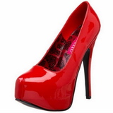 rød lakk 14,5 cm Burlesque BORDELLO TEEZE-06 platå pumps høy hæl