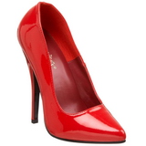 r�d lakk 15 cm DOMINA-420 spisse pumps med stiletth�ler