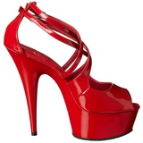 r�d lakk 15 cm Pleaser DELIGHT-612 plat� pumps h�y h�l