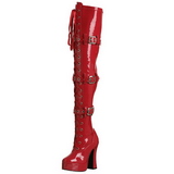 rød lakkert 13 cm ELECTRA-3028 lårhøye støvler til menn