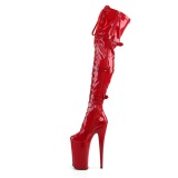 rød lakklær 25,5 cm BEYOND-3028 høyhælte overknee støvler - ekstremt høye platåstøvler