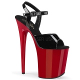 rød platå 20 cm FLAMINGO-809 pleaser høye hæler for kvinner