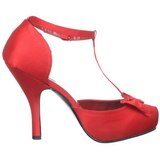 rød satin 12 cm retro vintage CUTIEPIE-12 dame pumps med lave hæl