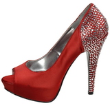 rød strass 13 cm LOLITA-08 høye pumps fest sko med hæl