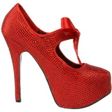 r�d strass 14,5 cm Burlesque TEEZE-04R h�ye platform pumps sko