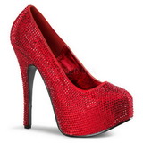 rød strass 14,5 cm Burlesque TEEZE-06R høye platform pumps sko