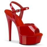 røde platåsandaler 15 cm EXCITE-609 høyhælte sandaler