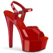 røde platåsandaler 15 cm GLEAM-609 høyhælte sandaler