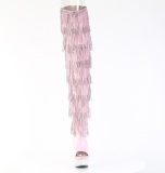 rosa 15 cm DELIGHT exotic overknee plat�boots med strass frynser