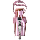 rosa 18 cm Pleaser REVOLVER-709G h�ye h�ler krom plat�