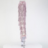 rosa 18 cm pole dance exotic overknee plat�boots med strass frynser