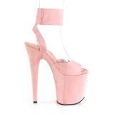 rosa 20 cm FLAMINGO-891 semsket platå høye hæler dame