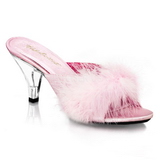 rosa fjær 8 cm BELLE-301F høye slip in sko til menn