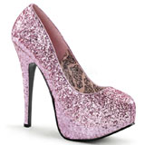 rosa glitter 14,5 cm Burlesque BORDELLO TEEZE-06G platå pumps høy hæl