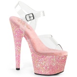 rosa glitter platå 18 cm ADORE-708LG høyhælte sandaler til poledance