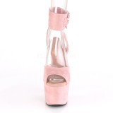 rosa kunstlær 18 cm ADORE-791FS pleaser høye hæler med ankel stropper