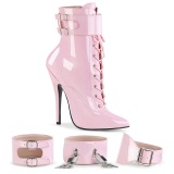 rosa lakkert 15 cm DOMINA-1023 dame ankelstøvler til menn