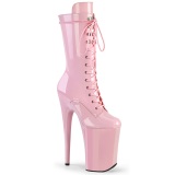 rosa lakklær 23 cm INFINITY-1050 ekstremt ankelstøvletter høye hæler - platå støvletter