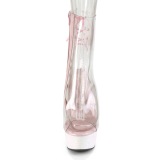 rosa transparent 15 cm DELIGHT-1018C høyhælte ankelstøvletter - pole dance hæler