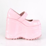 rosa vegan 15 cm WAVE-32 gothic mary jane pumps med kileh�ler plat�