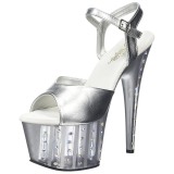 sølv 18 cm ADORE-709VLRS high heels platå med strassteiner