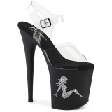 sølv 20 cm 808TGRS high heels platå med strassteiner