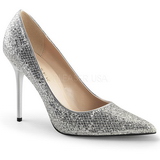 sølv glimmer 10 cm CLASSIQUE-20 store størrelser stilettos sko
