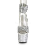 sølv glinser 18 cm ADORE-791LG pleaser høye hæler med ankel stropper