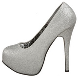 sølv glitter 14,5 cm Burlesque TEEZE-31G platform pumps sko