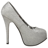 sølv glitter 14,5 cm Burlesque TEEZE-31G platform pumps sko