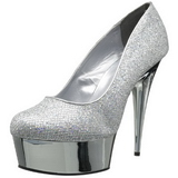 sølv glitter 15 cm Pleaser DELIGHT-685G platå pumps høy hæl