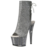 s�lv glitter 18 cm ADORE-1018G ankelst�vletter med plat�s�le til dame