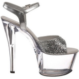 sølv glitter 18 cm SKY-310 platå høyhælte sandaler sko