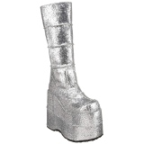 sølv glitter 18 cm STACK-301G demonia støvler - unisex cyberpunk støvler