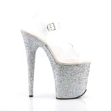 sølv glitter 20 cm FLAMINGO-808LG platå høyhælte sandaler sko