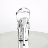 sølv krom platå 18 cm SKY-309TTG pleaser høye hæler for kvinner